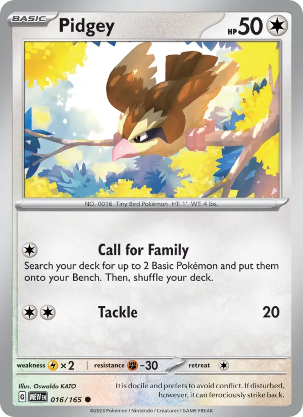 Pidgey, 151 card 016
