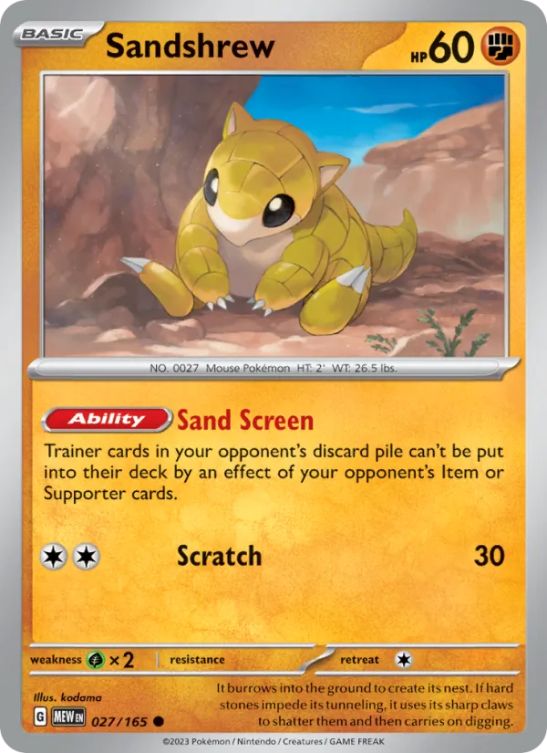 Sandshrew, 151 card 027